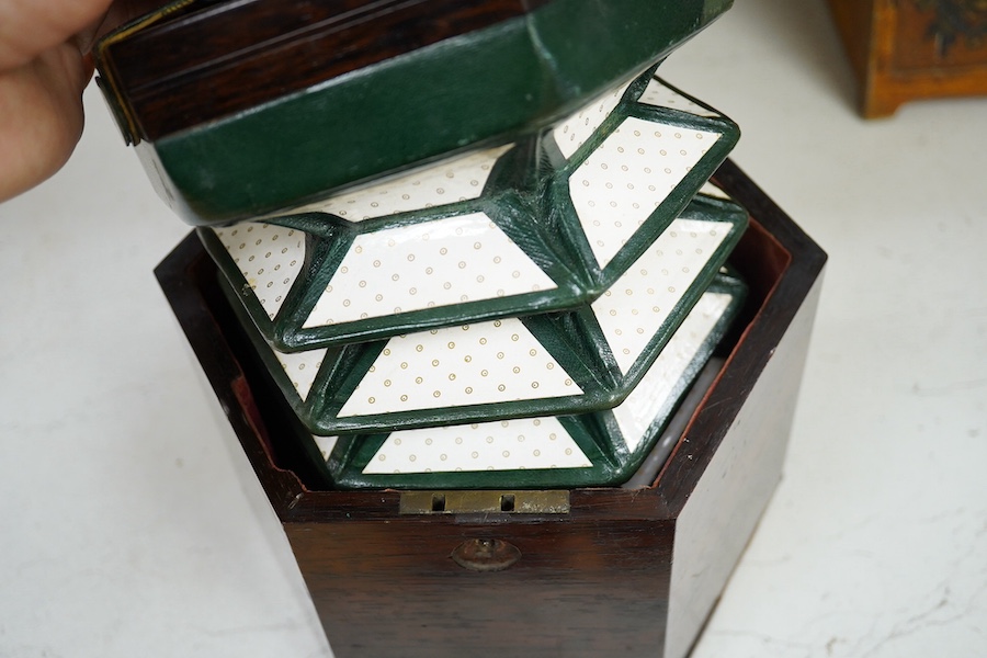 A Wheatstone concertina in a rosewood case, concertina closed 15.5cm wide. Condition - box handle missing, concertina good